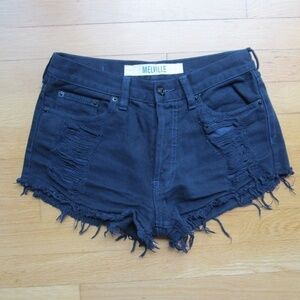 Melville Black High Rise Shorts Distressed